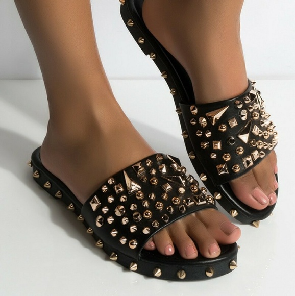 Best Seller Gioni spiked studded black sandals - Picture 4 of 8